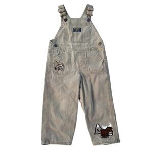 Vtg Oshkosh Beige Overalls with Moose Appliqués Size